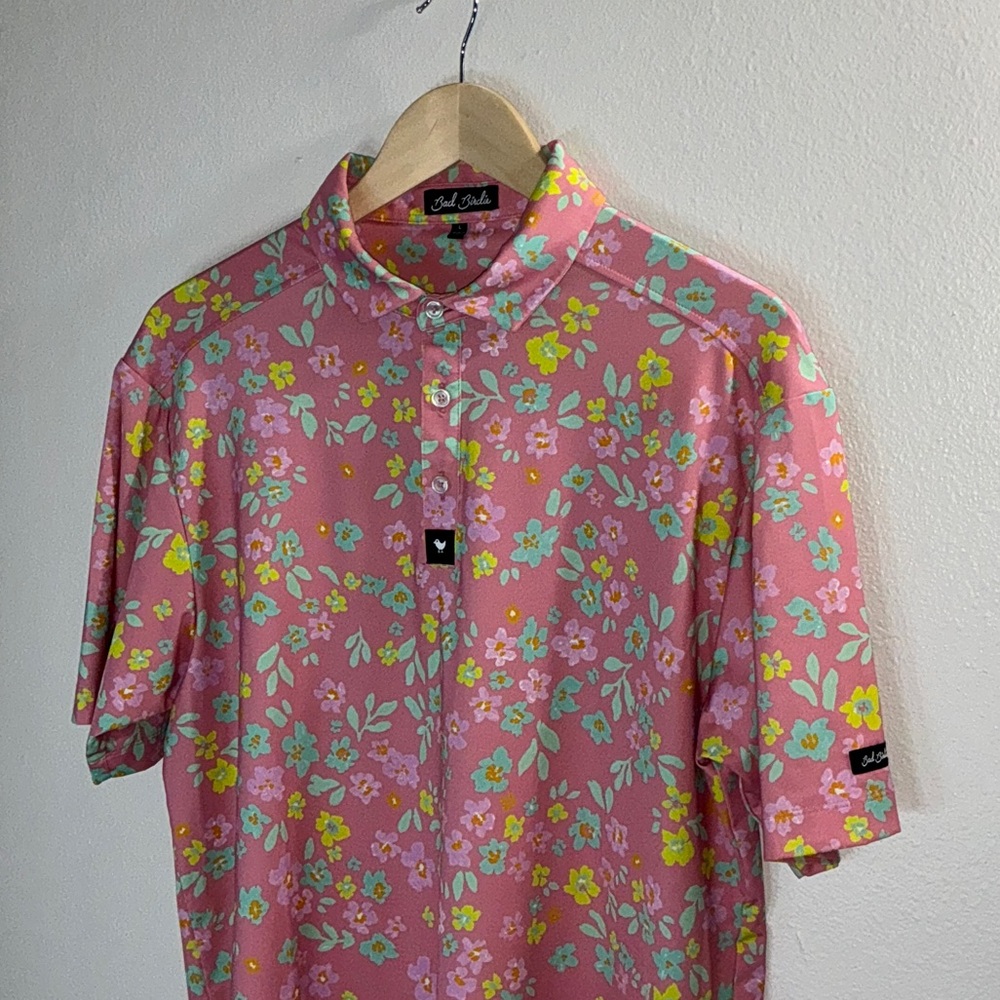 Bad Birdie Pink Floral Golf Shirt - Picture 3 of 5